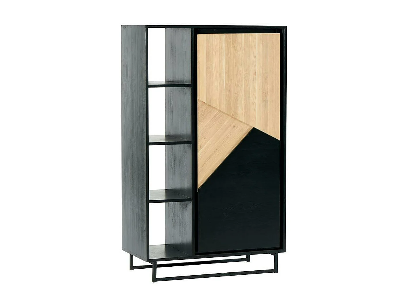 Bibliothèque 1 porte bois noir et blanc ANINA