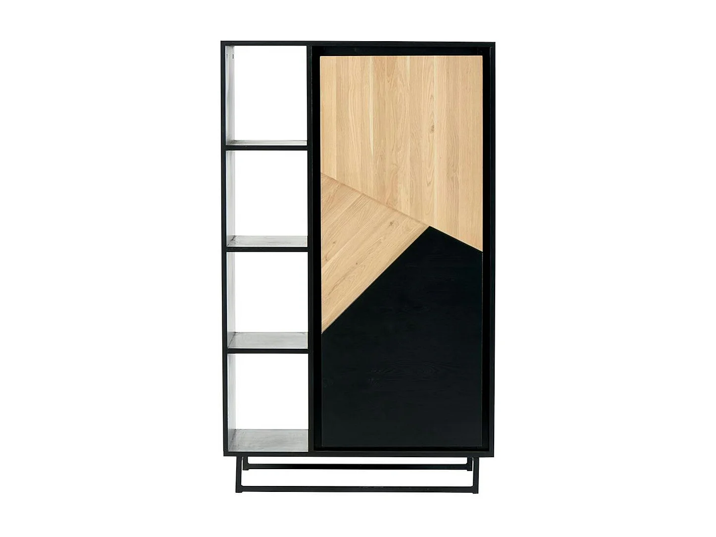 Bibliothèque 1 porte bois noir et blanc ANINA