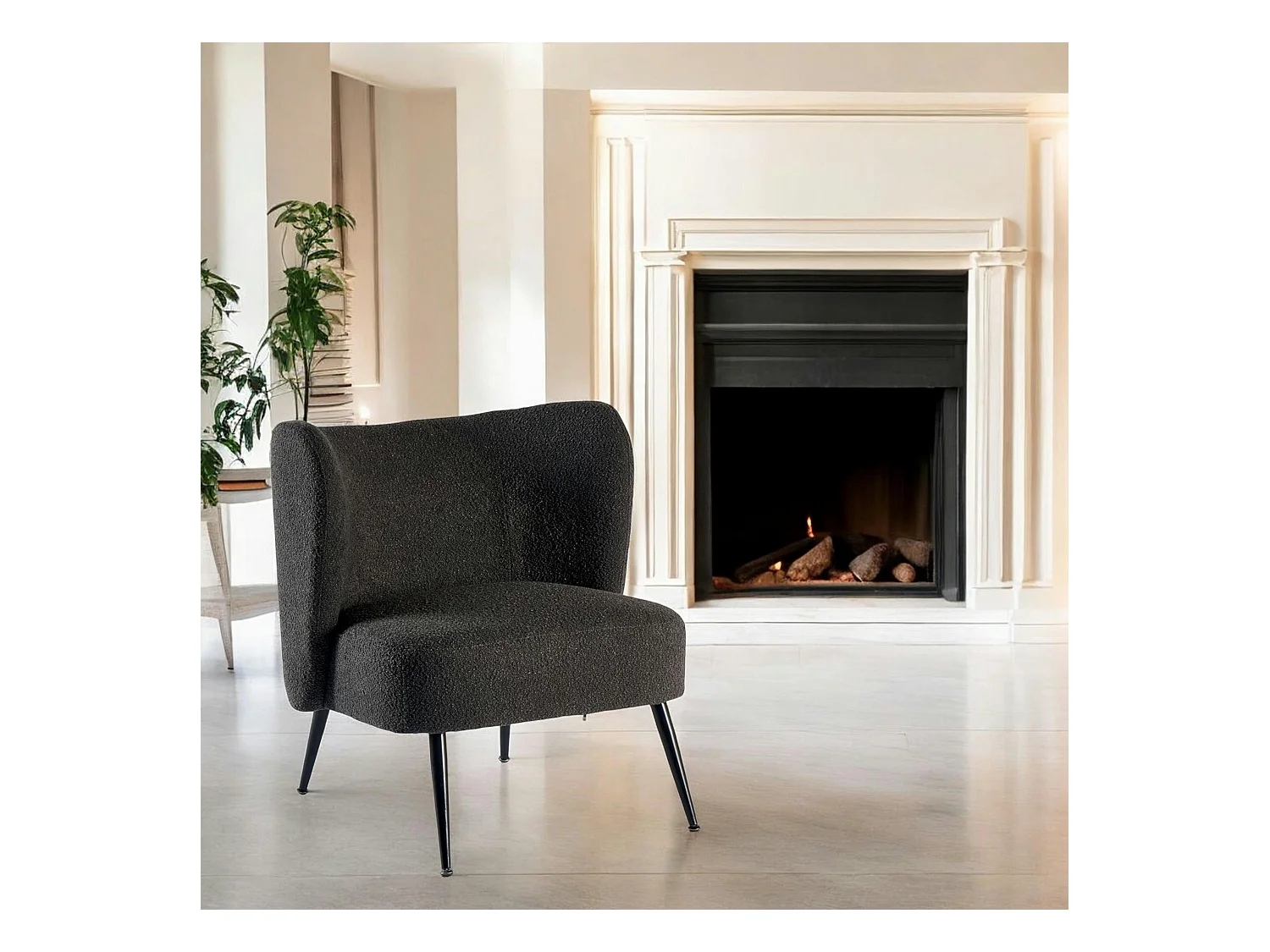 Fauteuil tissu anthracite bouclé MALMOE