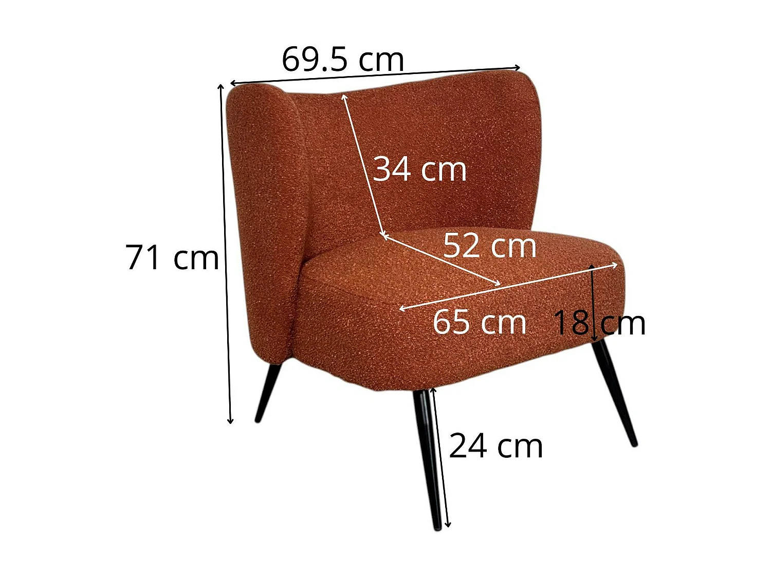 Fauteuil tissu terracotta bouclé MALMOE