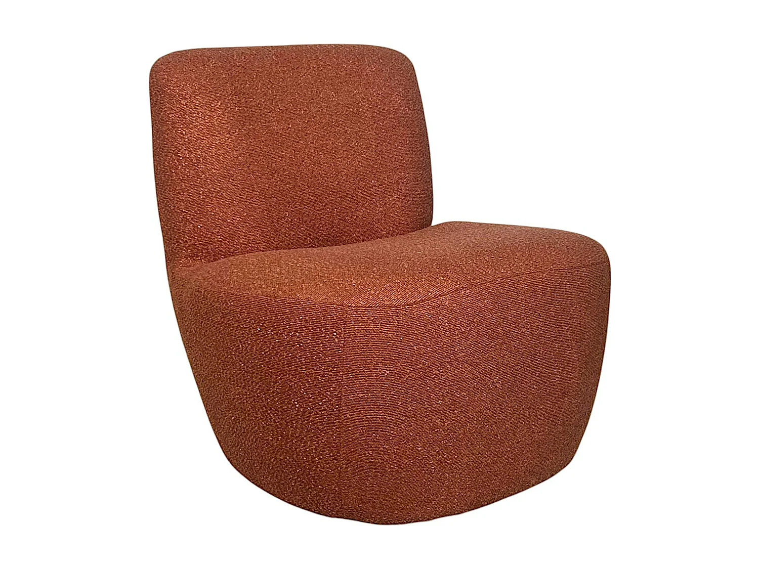 Fauteuil arrondi tissu bouclettes terracotta MALMOE