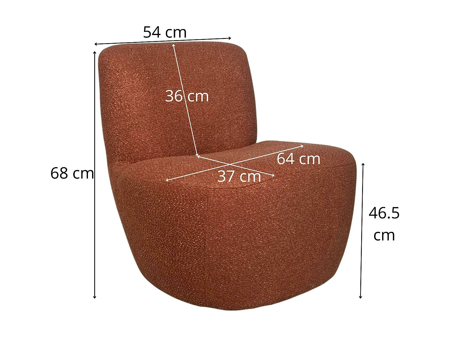 Fauteuil arrondi tissu bouclettes terracotta MALMOE