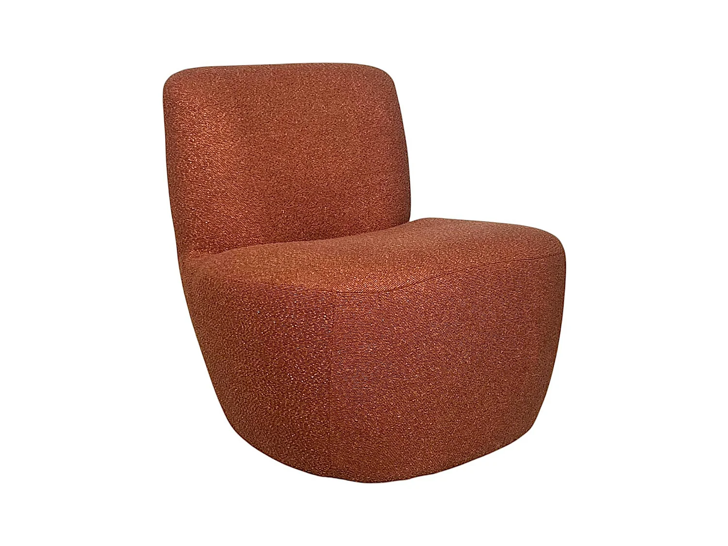 Fauteuil arrondi tissu bouclettes terracotta MALMOE