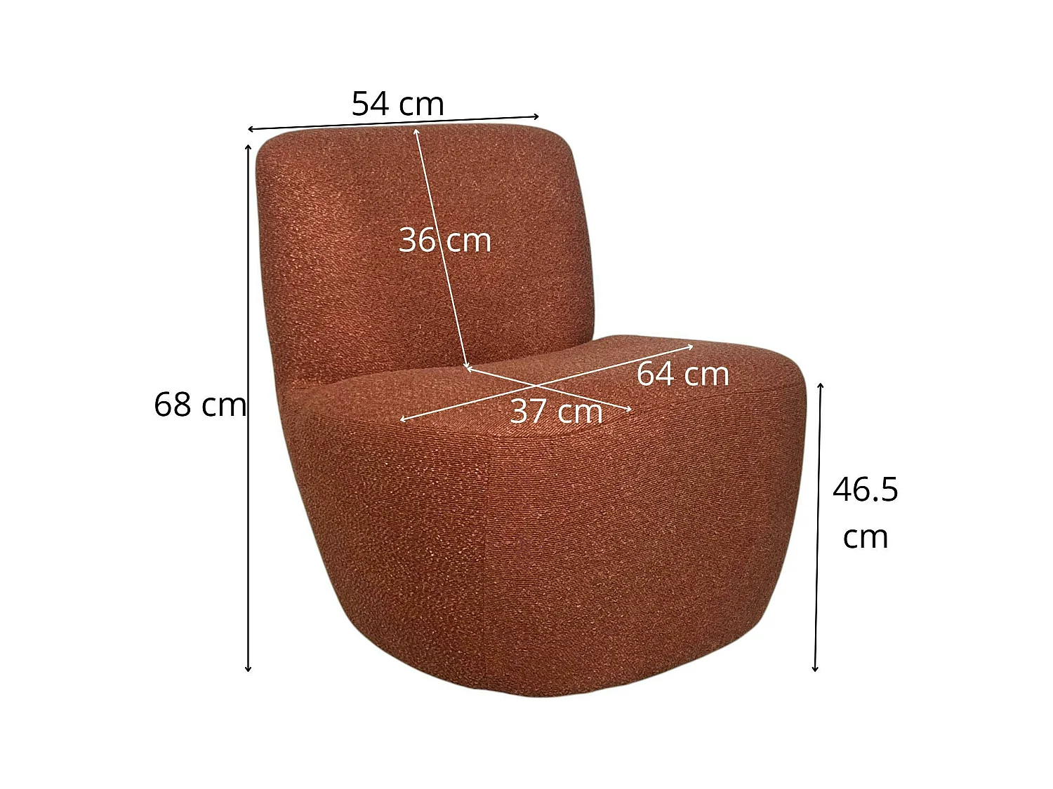 Fauteuil arrondi tissu bouclettes terracotta MALMOE