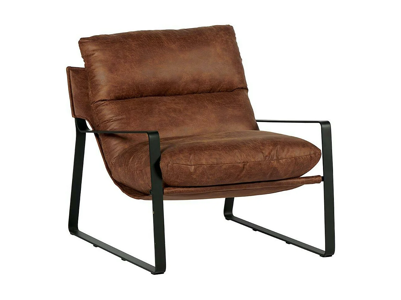 Fauteuil design tissu havane et métal EPIKA