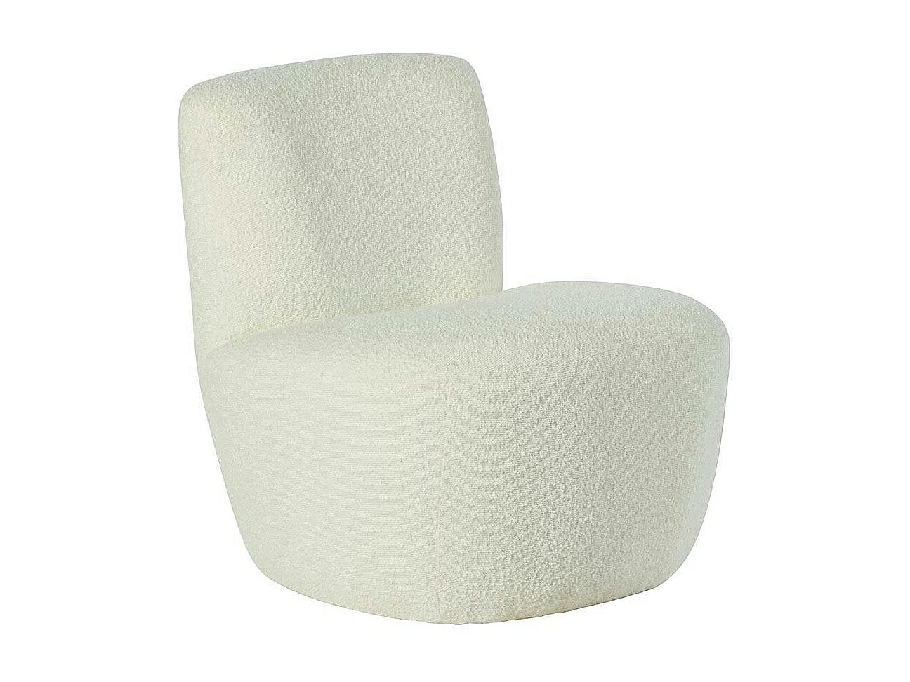 Fauteuil arrondi tissu bouclettes blanc MALMOE