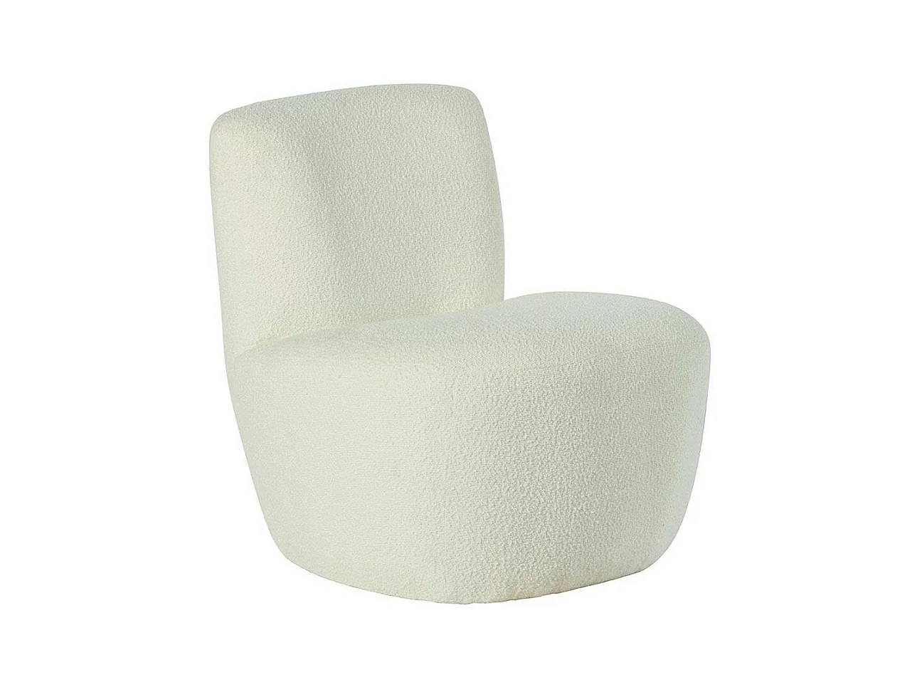 Fauteuil arrondi tissu bouclettes blanc MALMOE