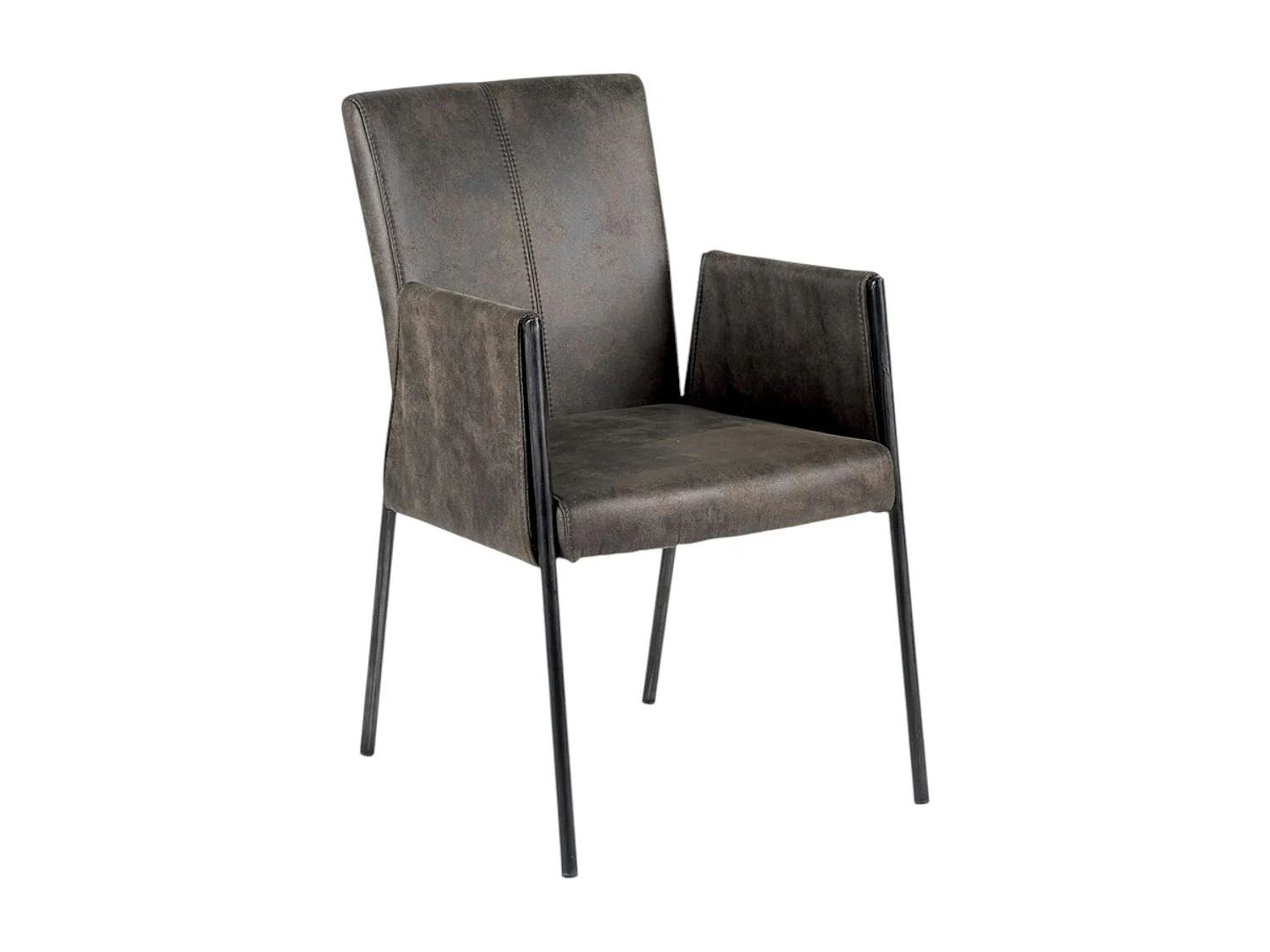 Chaise fauteuil avec accoudoirs tissu microfibres gris et pieds métal noir