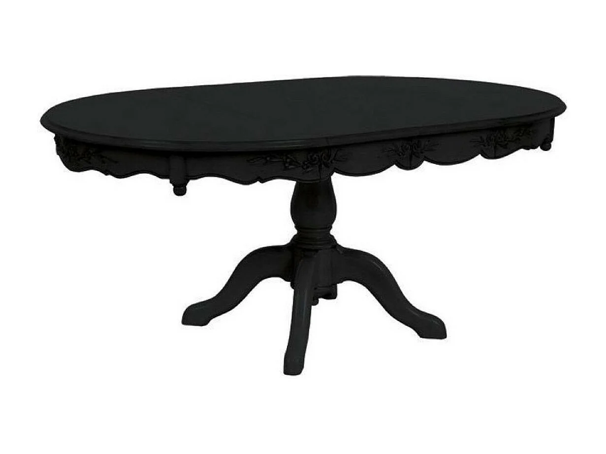 Table ronde 2 allonges Bois Noir - Romance Interior's