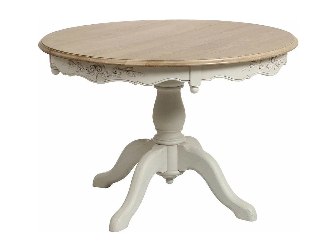 Table ronde 2 allonges MDF Blanc - Romance Interior's