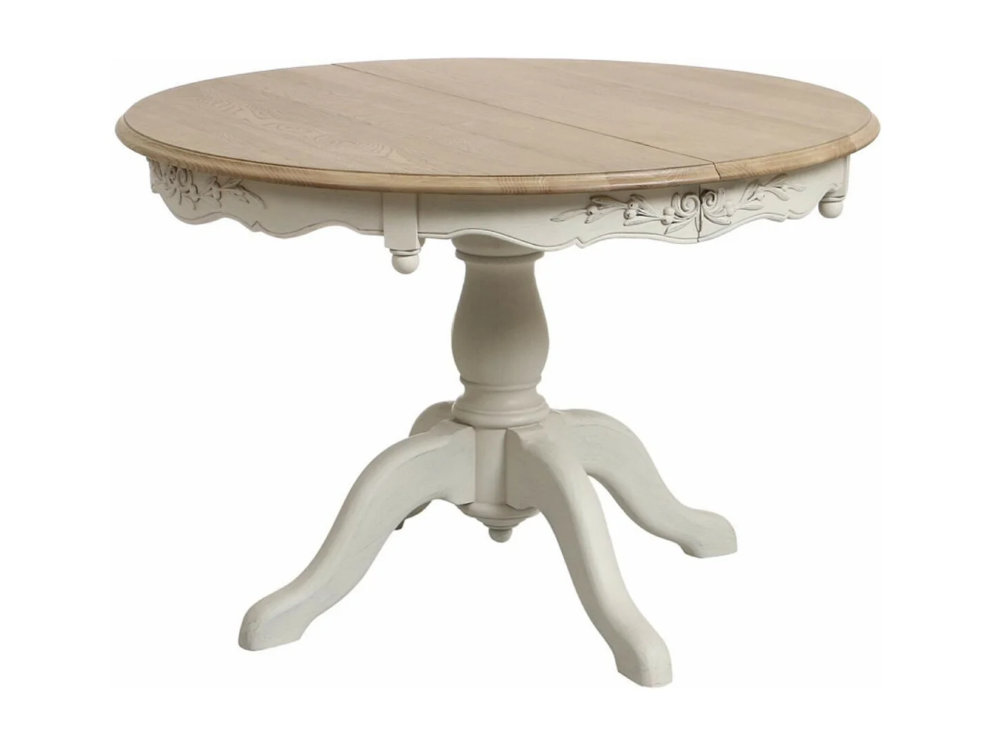 Table ronde 2 allonges MDF Blanc - Romance Interior's