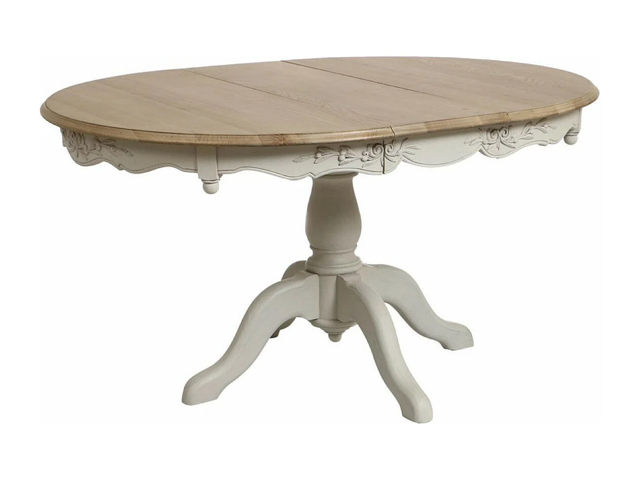 Table ronde 2 allonges MDF Blanc - Romance Interior's