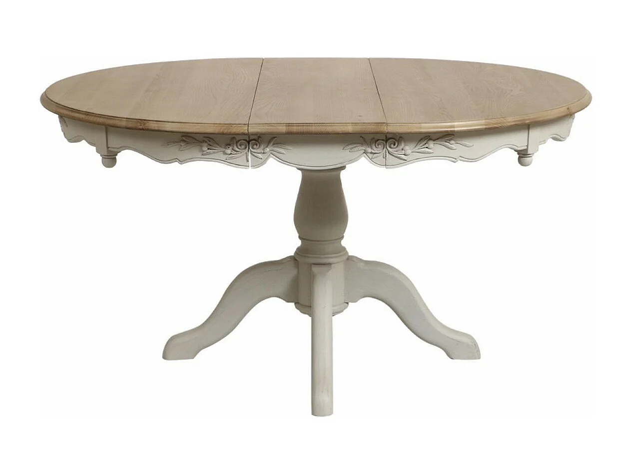 Table ronde 2 allonges MDF Blanc - Romance Interior's