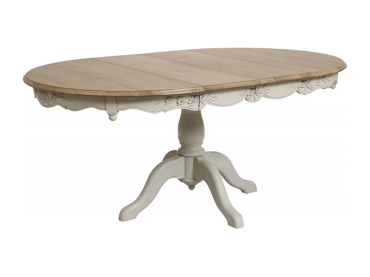 Table ronde 2 allonges MDF Blanc - Romance Interior's