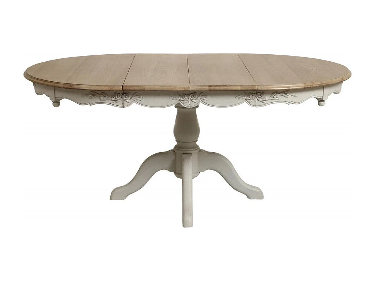 Table ronde 2 allonges MDF Blanc - Romance Interior's