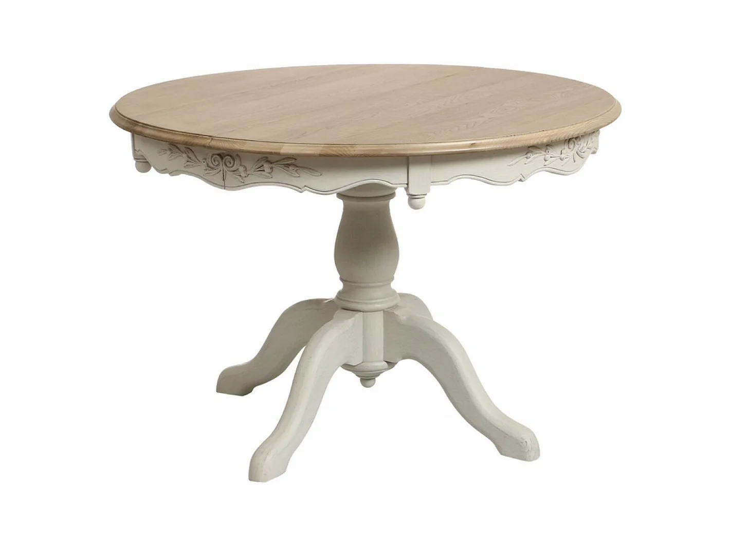 Table ronde 2 allonges MDF Blanc - Romance Interior's