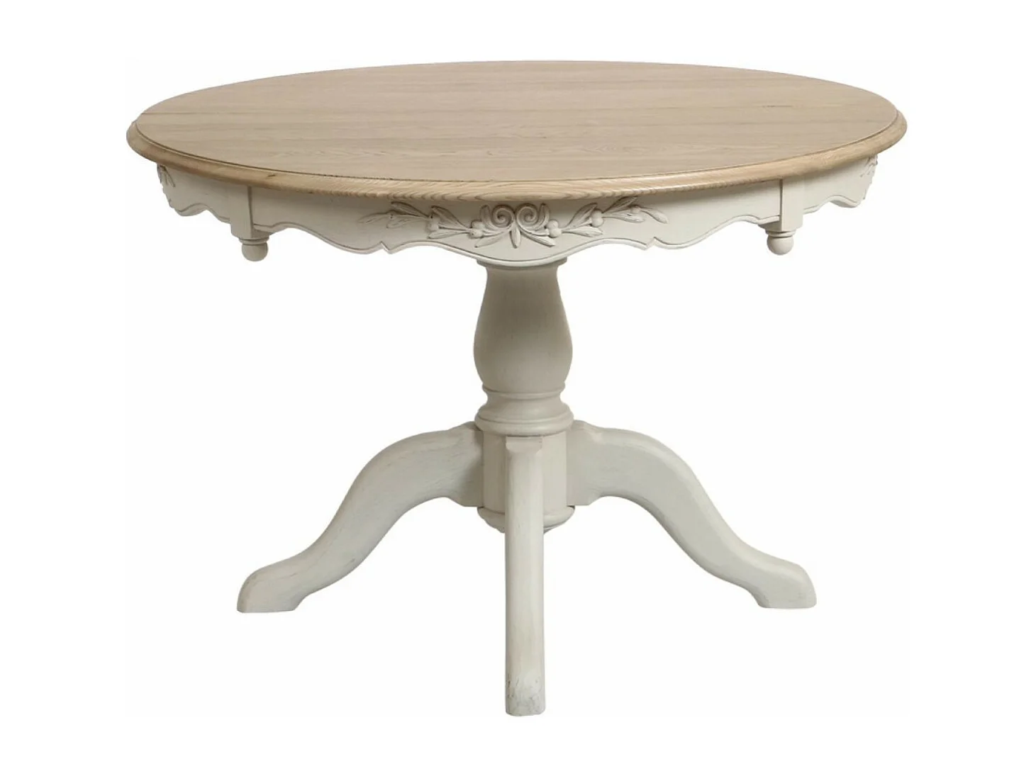 Table ronde 2 allonges MDF Blanc - Romance Interior's