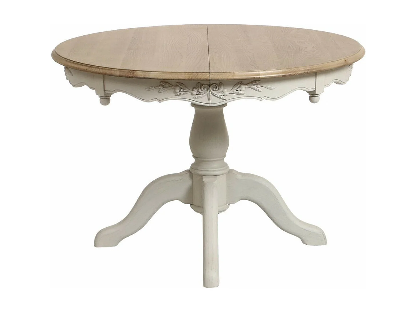 Table ronde 2 allonges MDF Blanc - Romance Interior's
