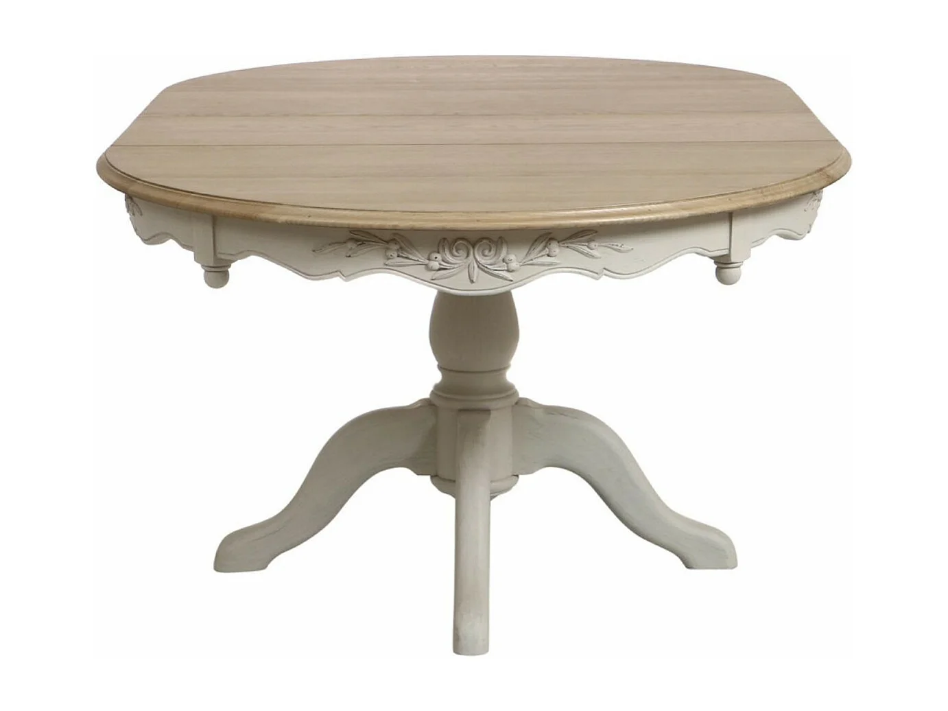 Table ronde 2 allonges MDF Blanc - Romance Interior's