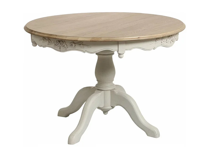 Table ronde 2 allonges MDF Blanc - Romance Interior's