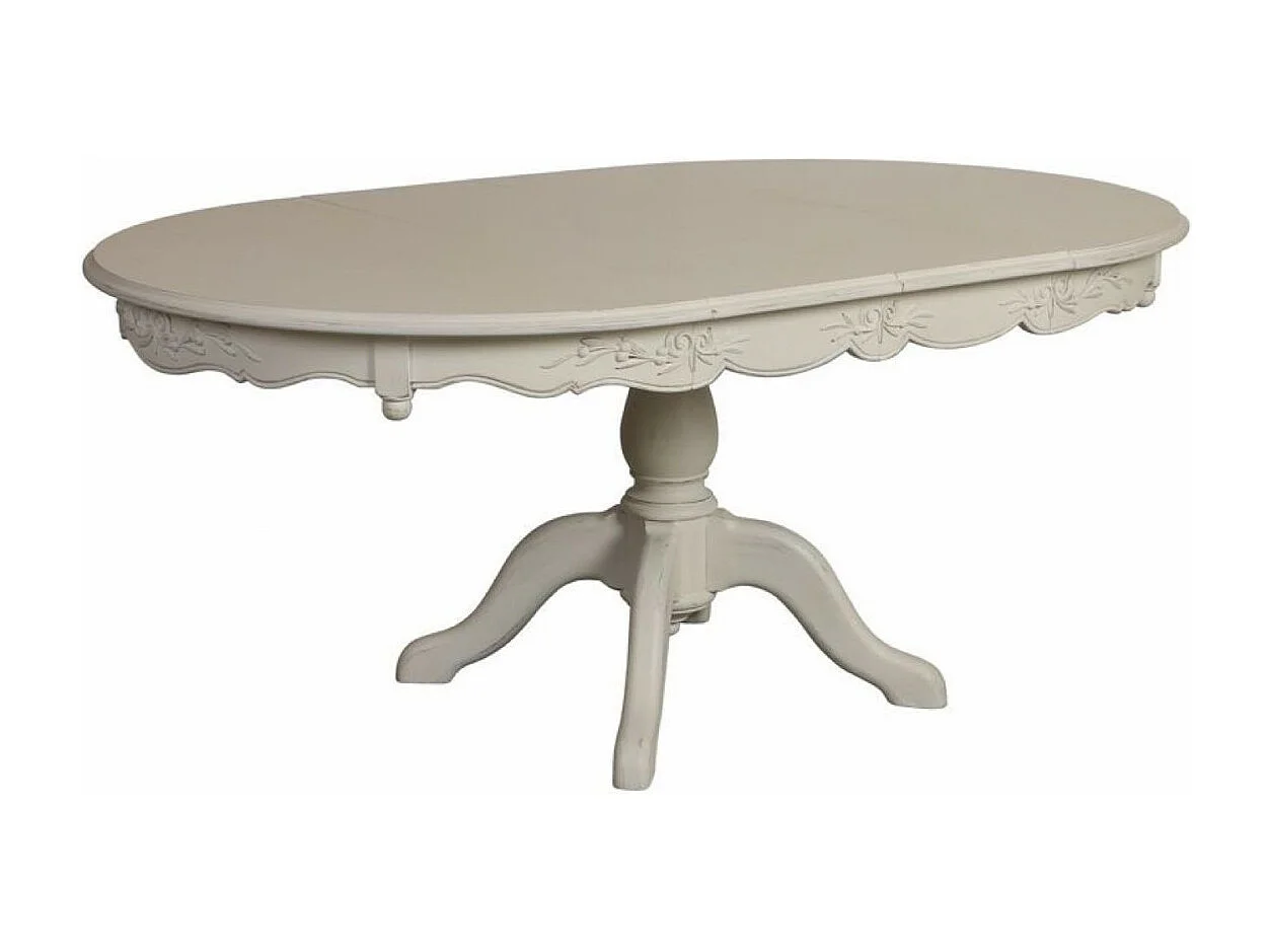 Table ronde 2 allonges MDF Blanc - Romance Interior's
