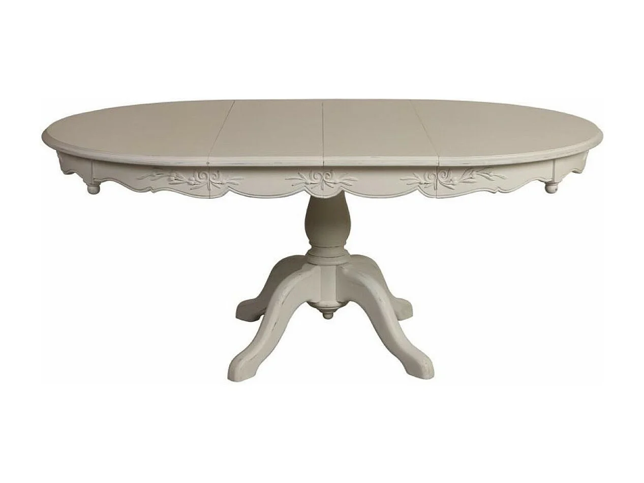 Table ronde 2 allonges MDF Blanc - Romance Interior's