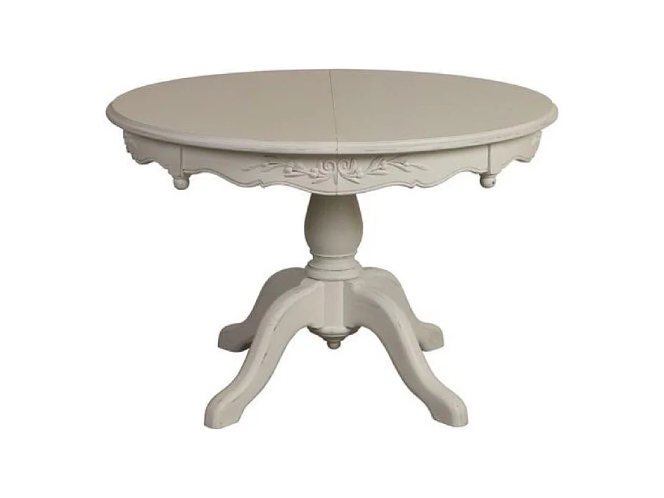 Table ronde 2 allonges MDF Blanc - Romance Interior's