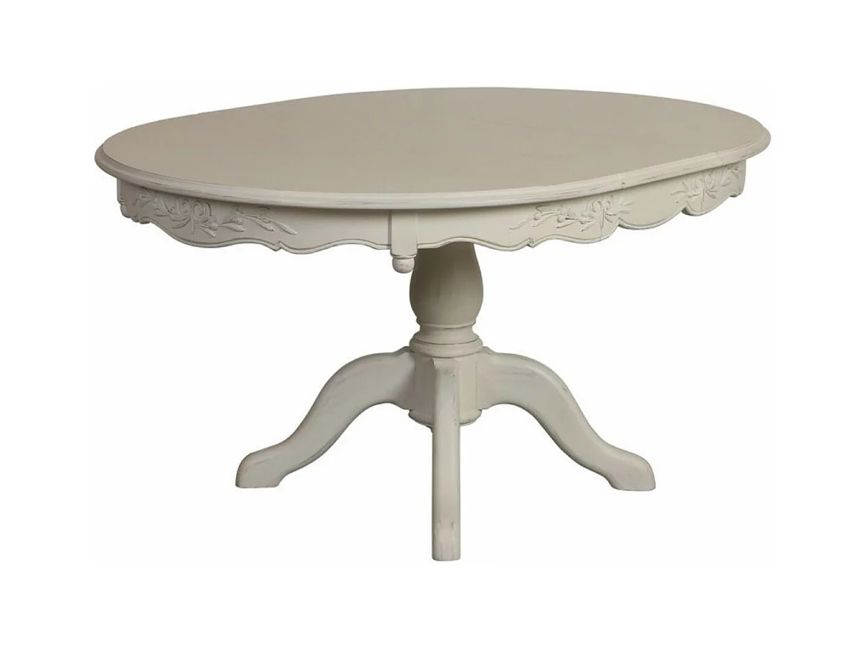 Table ronde 2 allonges MDF Blanc - Romance Interior's