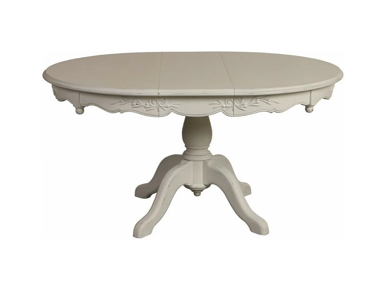 Table ronde 2 allonges MDF Blanc - Romance Interior's
