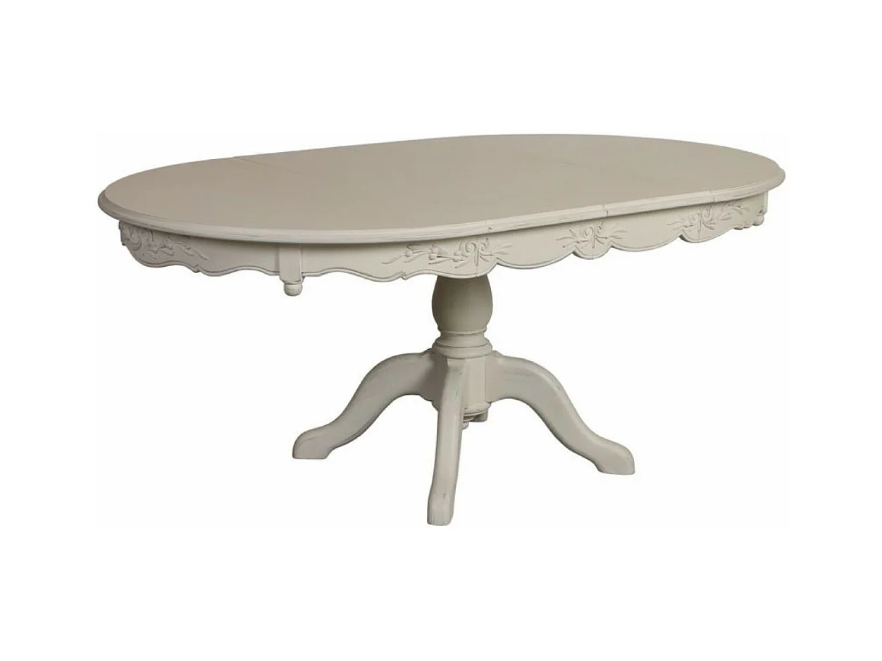 Table ronde 2 allonges MDF Blanc - Romance Interior's