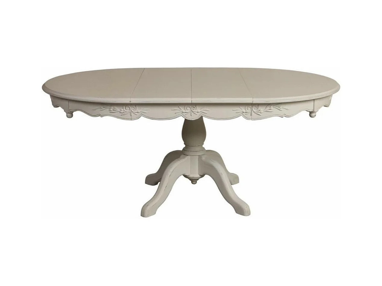 Table ronde 2 allonges MDF Blanc - Romance Interior's