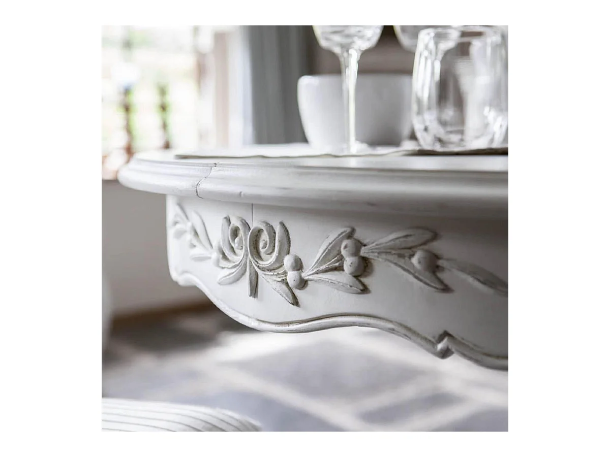 Table ronde 2 allonges MDF Blanc - Romance Interior's