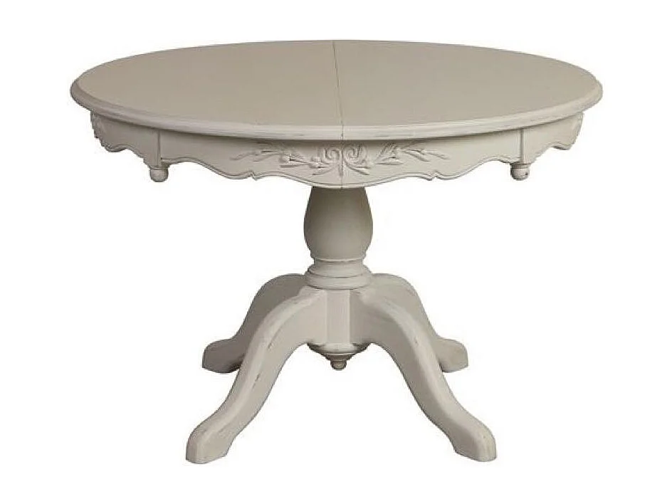 Table ronde 2 allonges MDF Blanc - Romance Interior's