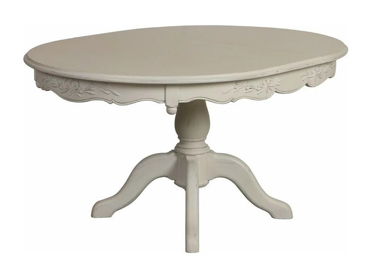 Table ronde 2 allonges MDF Blanc - Romance Interior's