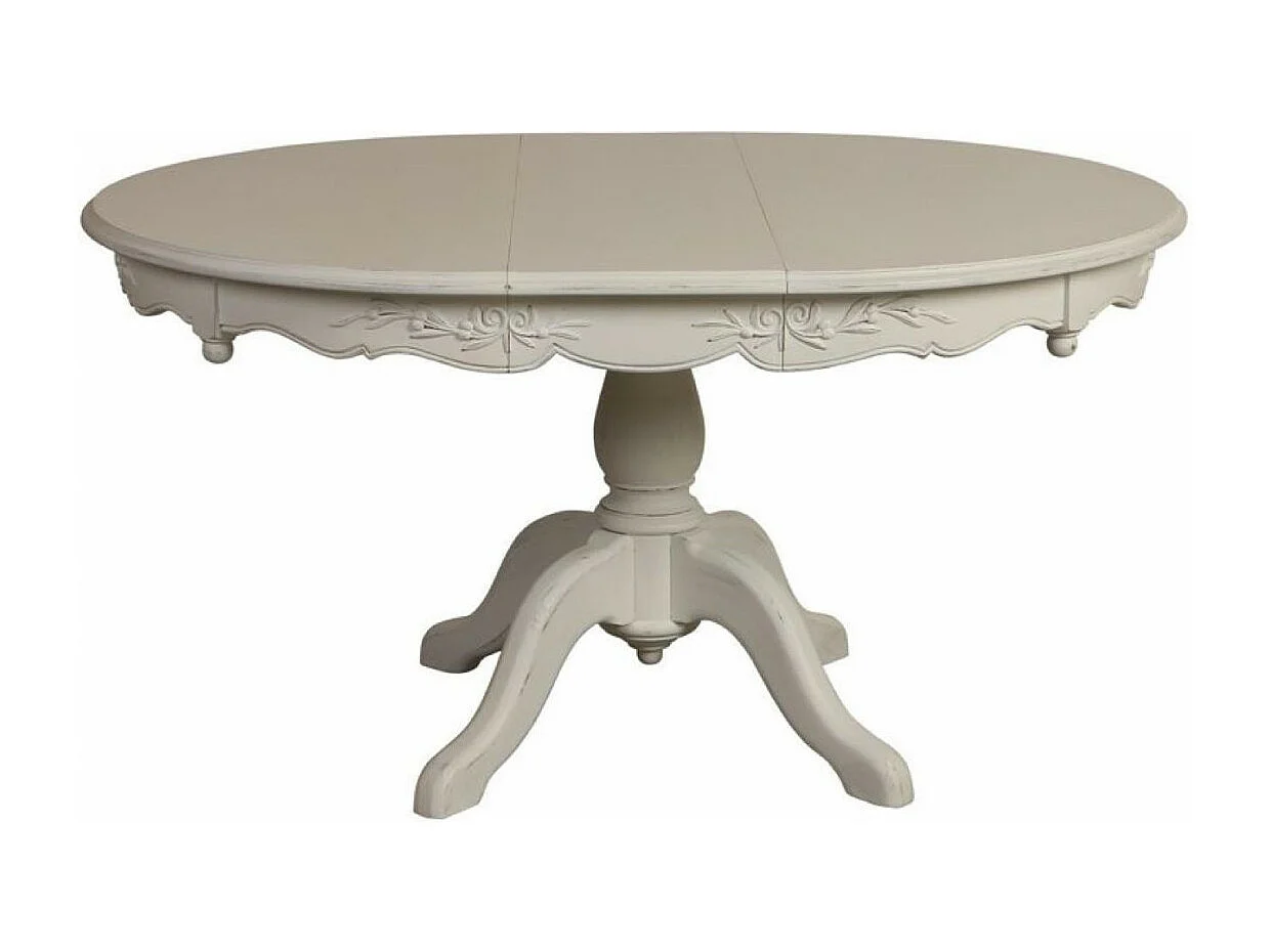 Table ronde 2 allonges MDF Blanc - Romance Interior's