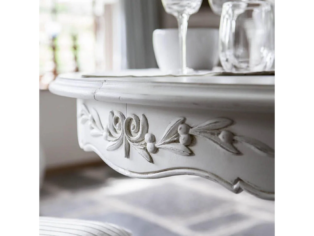 Table ronde 2 allonges MDF Blanc - Romance Interior's