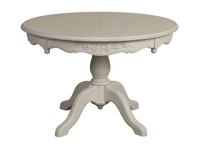 Table ronde 2 allonges MDF Blanc - Romance Interior's