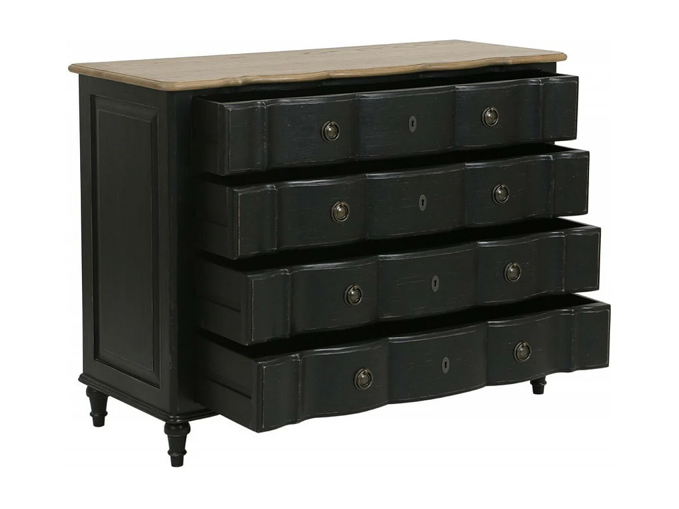 Commode 4 tiroirs Bois Noir - Manoir Interior's