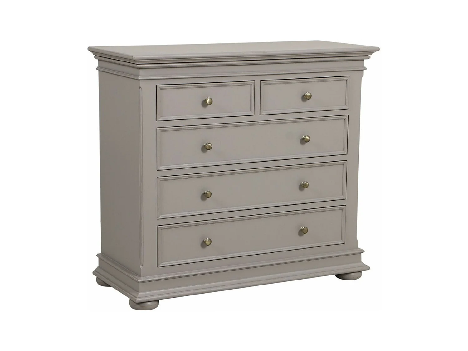 Commode 5 tiroirs pieds arrondis MDF Gris - Harmonie Interior's