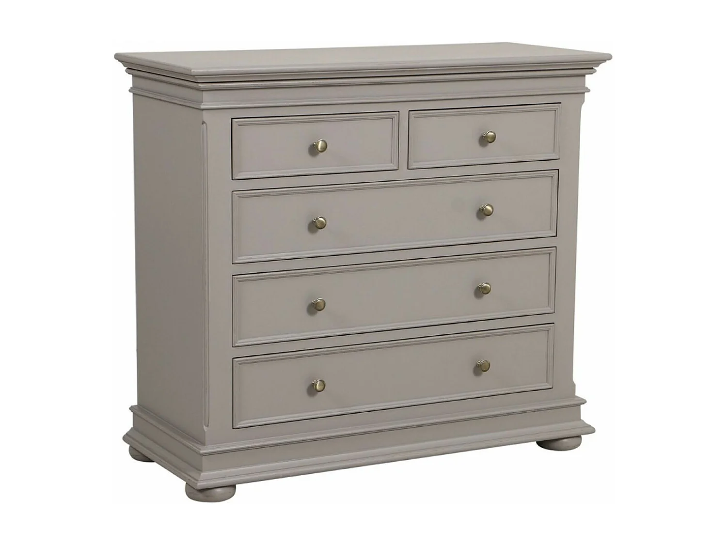 Commode 5 tiroirs pieds arrondis MDF Gris - Harmonie Interior's