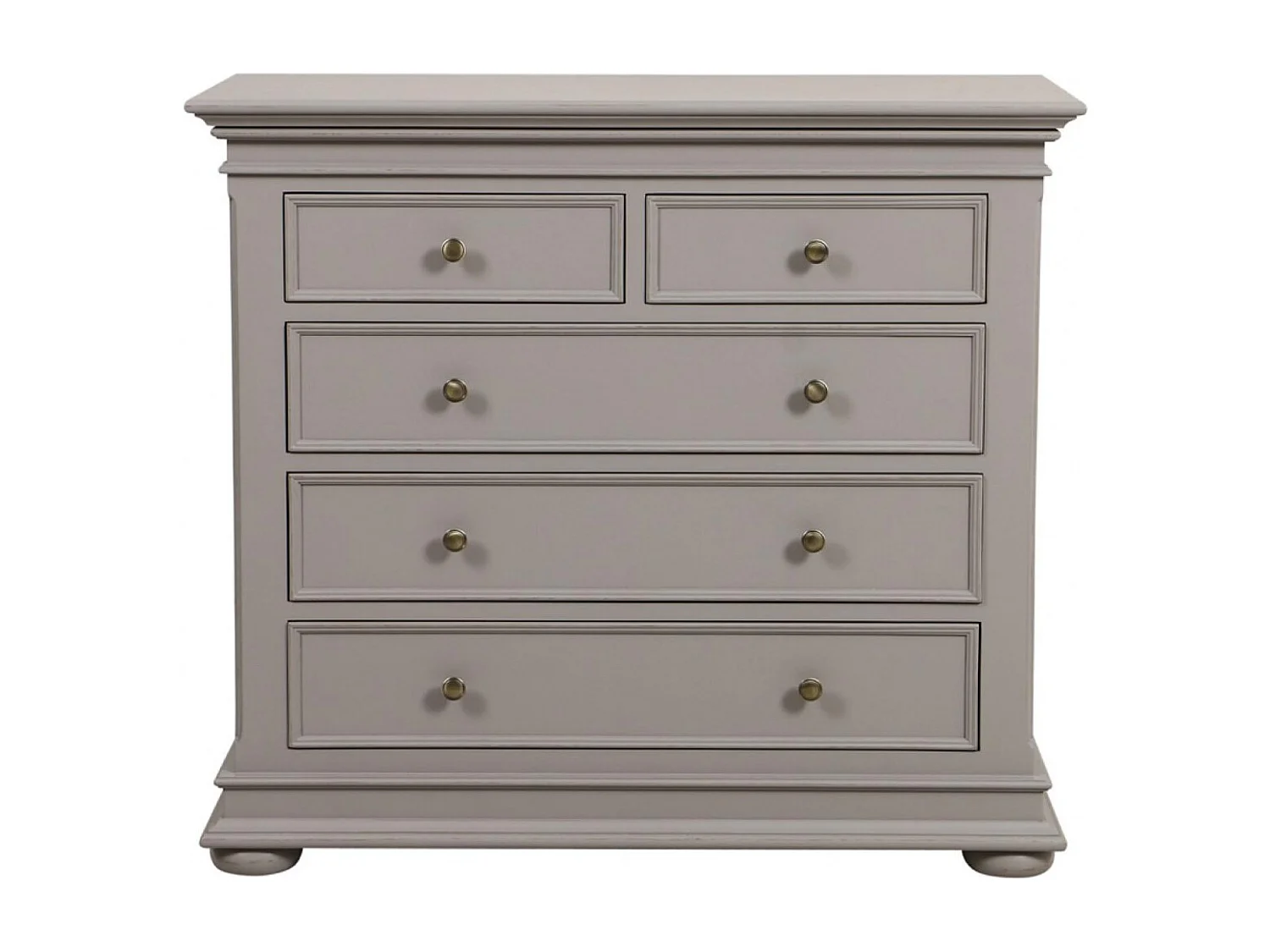 Commode 5 tiroirs pieds arrondis MDF Gris - Harmonie Interior's