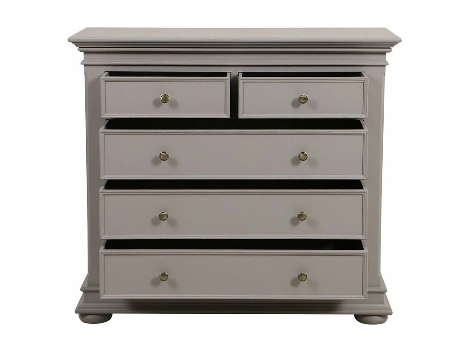 Commode 5 tiroirs pieds arrondis MDF Gris - Harmonie Interior's