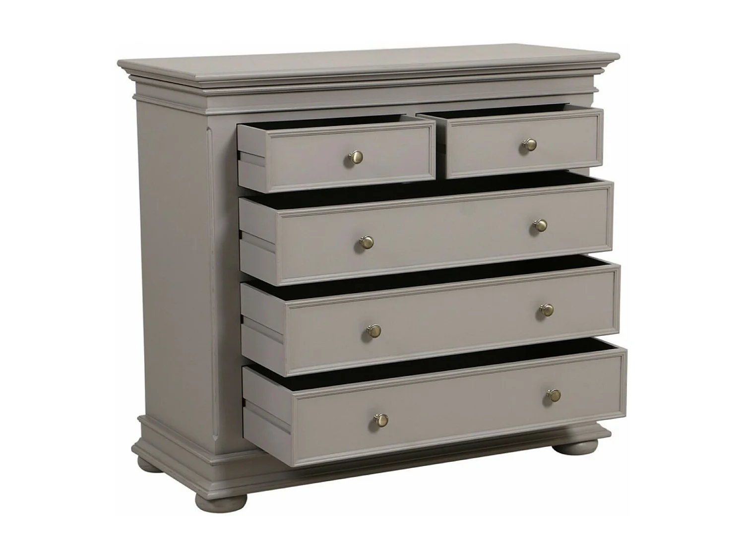 Commode 5 tiroirs pieds arrondis MDF Gris - Harmonie Interior's