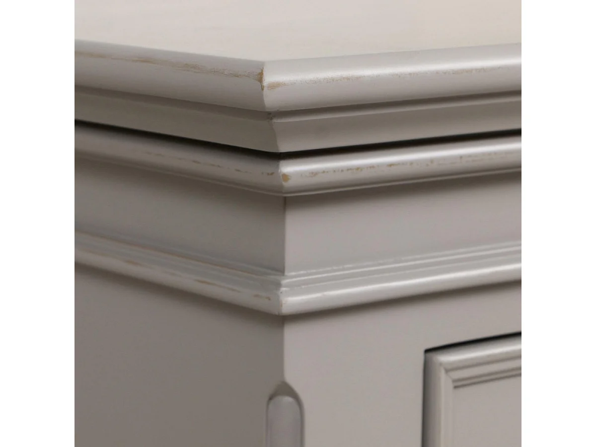 Commode 5 tiroirs pieds arrondis MDF Gris - Harmonie Interior's