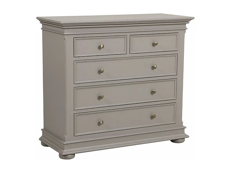 Commode 5 tiroirs pieds arrondis MDF Gris - Harmonie Interior's