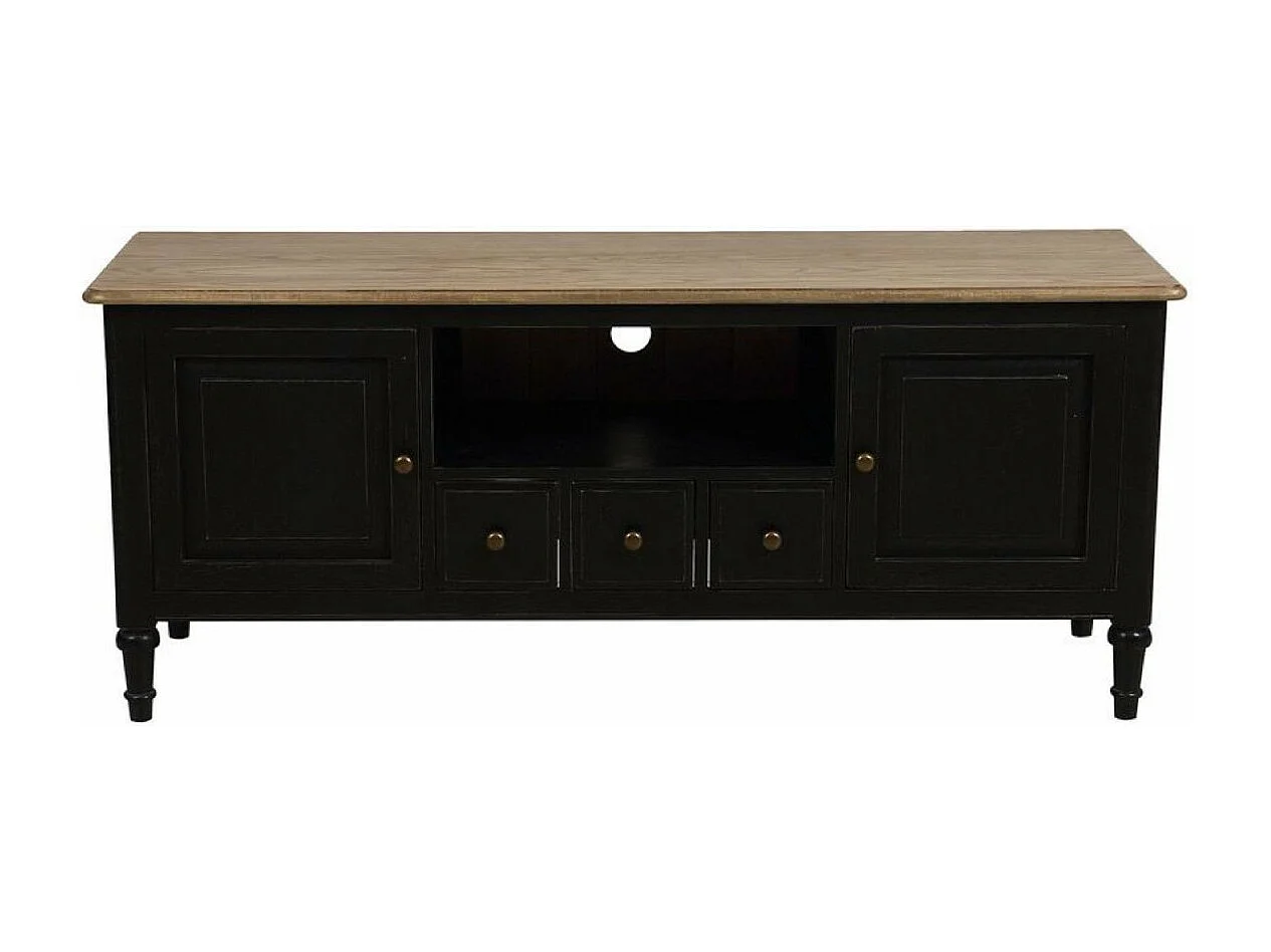 Meuble tv avec rangements Bois Noir - Manoir Interior's