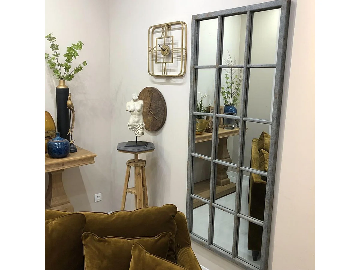 Grand miroir rectangulaire fenêtre Bois Argent - Les Miroirs D'Interior'S Interior's