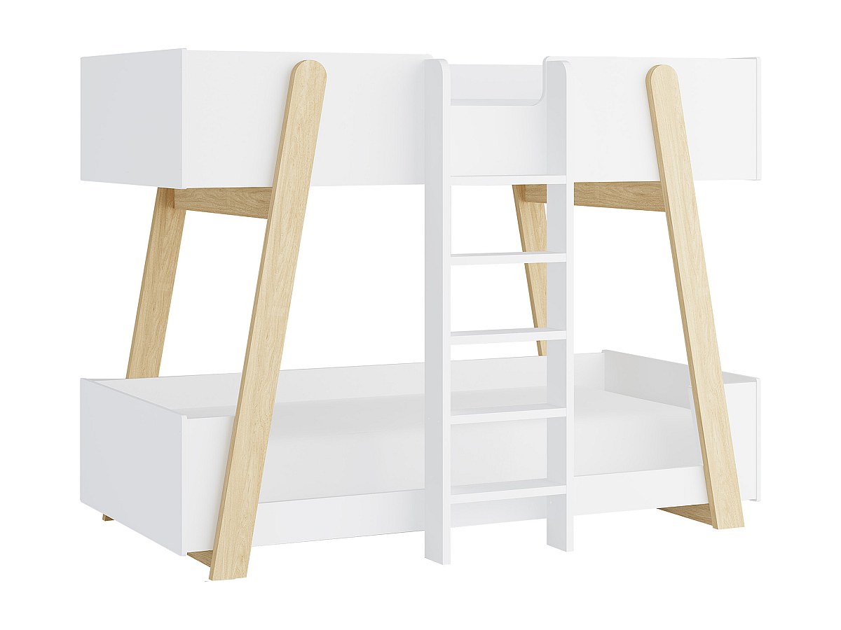 Etagenbett - 90 x 190 cm - Weiß und Natur - CORODELA günstig online kaufen