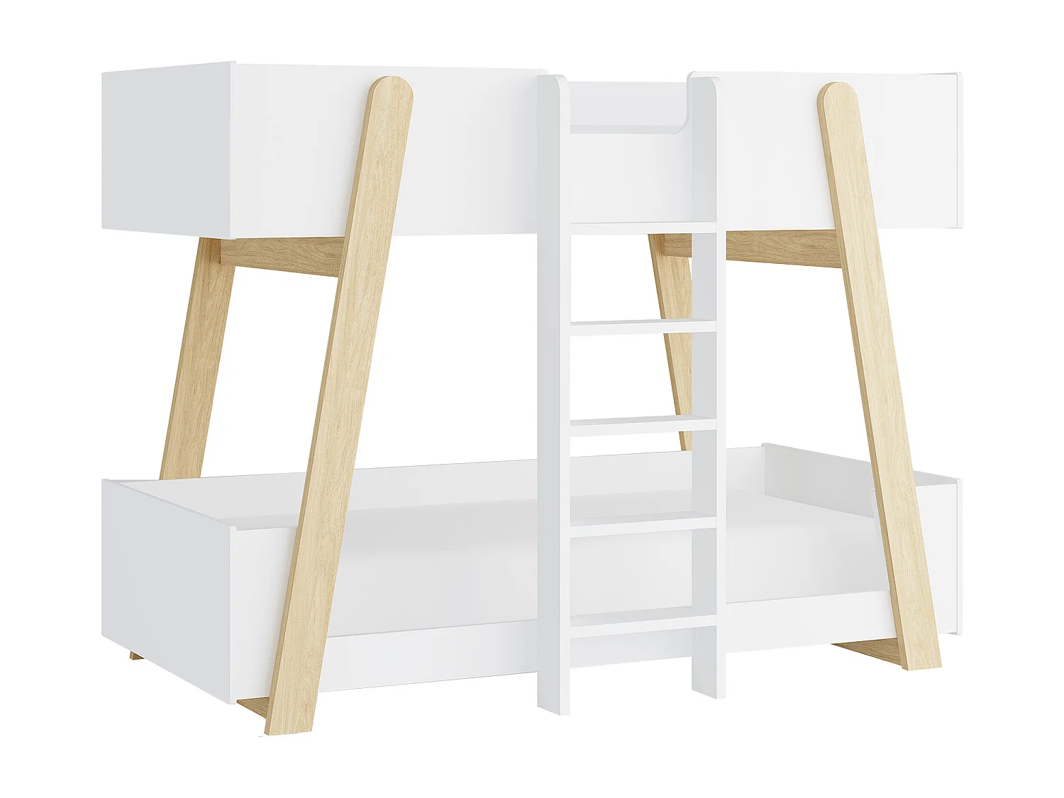 Lit  superposés 90 x 190 cm - Blanc et naturel - CORODELA