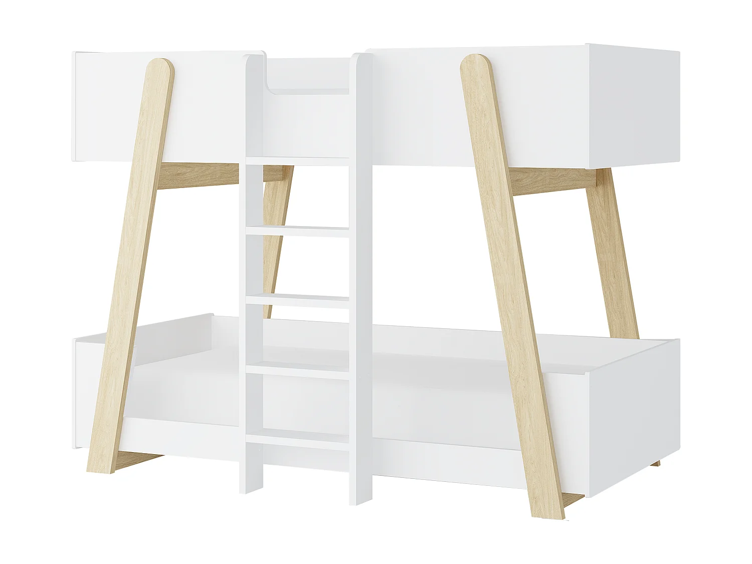 Lit  superposés 90 x 190 cm - Blanc et naturel - CORODELA